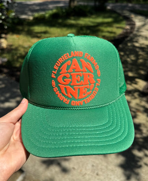 GREEN PUFFY TANGERINE HAT