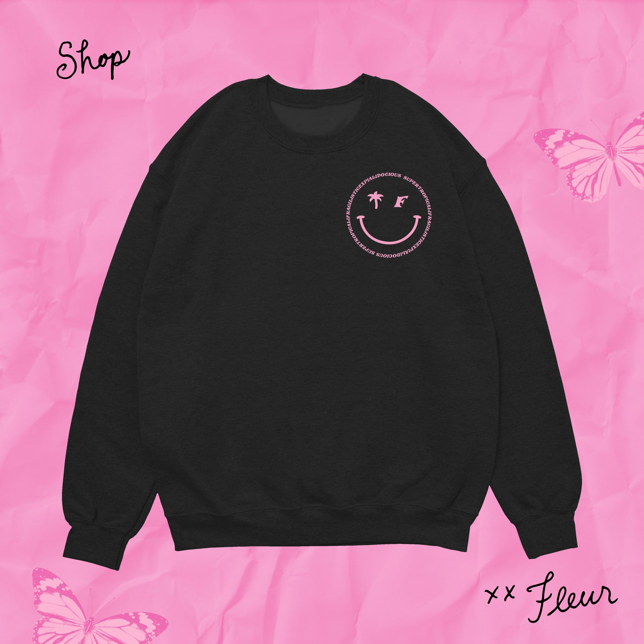 SMILEY BLACK CREWNECK